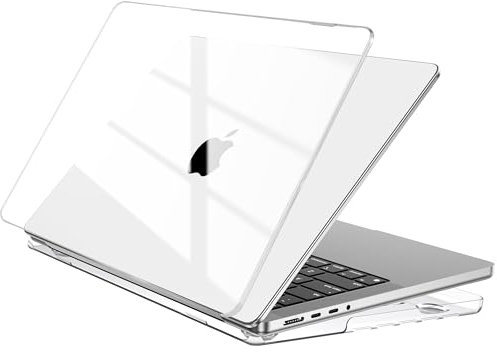 EooCoo Cover compatibile con MacBook Pro 16 Pollici 2021-2024 Pro Max M4 A3186 A3403 / M3 A2991 / M2 A2780 / M1 A2485 con Touch ID, Custodia Rigido in Plastica Liscia e Lucida - Cristallo Trasparente