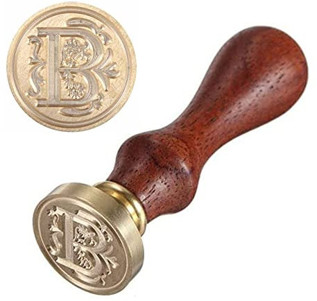 Anawakia Siegelstempel im Vintage-Stil - Wachs Siegel Set A-Z mit Holzgriff - Dekorativer Petschaft für Briefe - 26 Buchstaben DIY Holz Wachs Stempel (B)