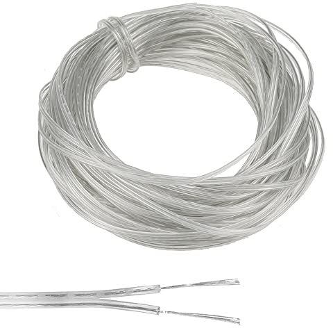 JPGhaha 20 Metros Cable Eléctrico Transparente de PVC Flexible de 2 Núcleos Alambre de Iluminación de Cobre 28 AWG 0,08 mm² Cortable Anti Oxidation Resistencia a la Temperatura Cables de Extensión