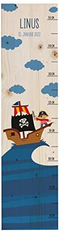 Striefchen® Messlatte für Kinder mit tollen Fantasie-Motiven, Holz, personalisiert Piratenschiff