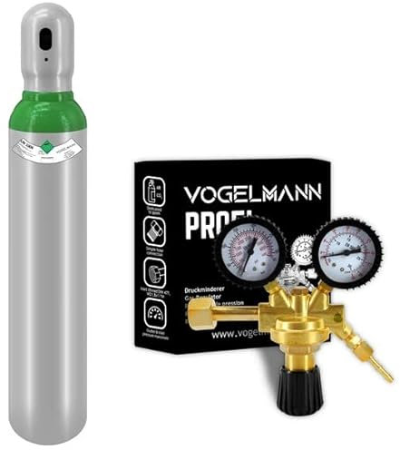 Argon 4.8 bouteille de gaz pleine 8L 1,5m3 avec régulateur Profi Vogelmann
