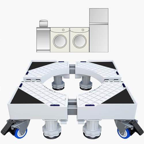 KOLENSA - Supporto universale per lavatrice e frigorifero, regolabile e mobile, supporto telescopico per dispositivi pesanti come rondelle, refrige e asciugatrici