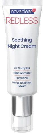 Novaclear Redless Beruhigende Nachtcreme - Rötungsreduzierende Creme für empfindliche & vaskuläre Haut mit 3R-Komplex, Niacinamid & Panthenol - 50ml