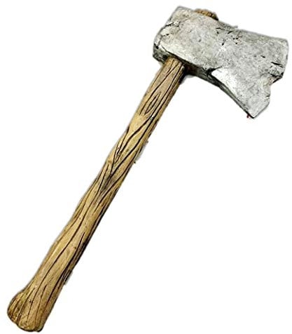 Stylex Realistic Foam Weapons Halloween Cosplay Fancy Dress Props Accessories (Wooden Axe), Silver, Brown, Grey (Grau Grau), Real Red (t_546)