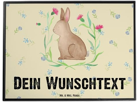 Mr. & Mrs. Panda Personalisierte Schreibtischunterlage Hase Sitzen - Ostergeschenke, Osterdeko, Personalisierte Geschenke, Personalisierte