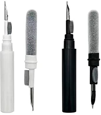 2 Stück Reinigungsset für Kopfhörer, 3 In 1 Multifunktions Reinigungsstift weiche Bürste, Reinigungsbürste für Earbuds, Für Bluetooth-Kopfhörer, Hörmuschel, Ladebox für Kopfhörer (Schwarz und weiß)