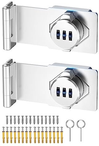 Cabinet Password Hasp Locks, 90 Degree Barn Door Lock, Household Security Combination Latch Lock for Locker, Fence, Bathroom, Outdoor, Garden (Silver-2PCS)