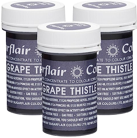 Sugarflair Spectral Grape Thistle Food Colouring Paste, Highly Concentrated for Use with Sugar Pastes, Buttercream, Royal Icing or Cake Mix, Vibrant Colour Dye - 25g (Pack of 3)