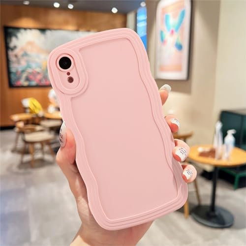 UEEBAI Case for iPhone XR, Wave Frame Protective Case in Ultra Light and Thin Shockproof Soft TPU Bumper Cover for Girls Women Full Camera Protection – Pink