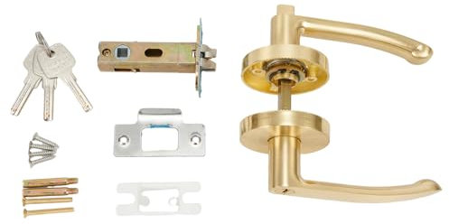 Cerradura de manija de puerta, palanca de puerta de entrada con agujero para llave, puerta de cerradura de puerta interior de aleación de zinc, cerradura de seguridad para el hogar, dormitorio,