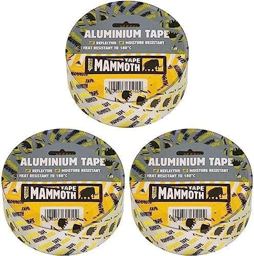 Everbuild Mammoth Heat and Light Reflective Aluminium Foil Tape for Protecting Wires and Pipes - Silver - 75mm x 45m (Pack of 3)