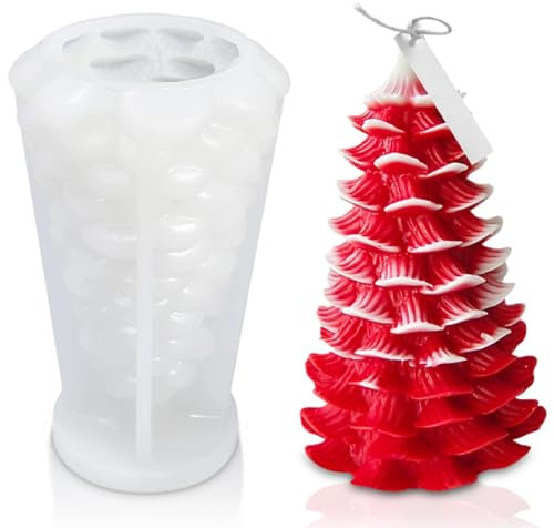 Moule à Bougie d'Arbre de Noël 3D, Moules à Bougies de Noël Moules en Silicone de Noël Moule en Silicone pour Sapin de Noël 3D, Pour Artisanal Savon Fabrication de Bougies Noël Décoration