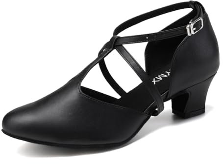 TINRYMX Scarpe da Ballo Latino Donna Punta Chiusa Americano Standard Salsa Tango Moderna Valzer Samba Party,L272-Nero-4.5CM,41 EU