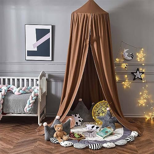 Flipped Warmth Polyester Betthimmel, Himmelbett Vorhänge Kinderzimmer Insektenschutz Baldachin Deko Moskitonetz Atmungsaktiv, Betthimmel Mädchen,Braun