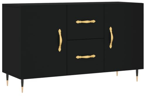 vidaXL Sideboard, Kommode mit viel Stauraum, Mehrzweckschrank Anrichte für Wohnzimmer, Schrank Beistellschrank Metallbeine, Modern, Schwarz Holzwerkstoff