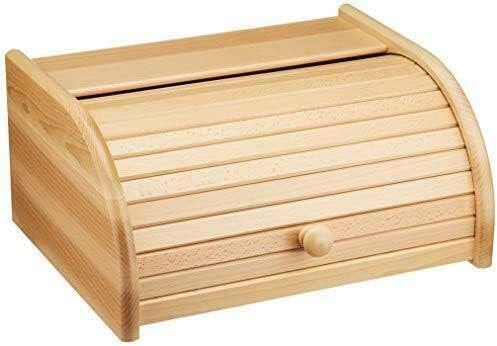 DEENZ Bread Bin Wood Convenient Kitchen Storage For Rolls, Croissants, Loaves, Bread Container (Natural)