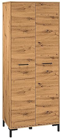 Lomadox Kleiderschrank 2-türig mit 1 Kleiderstange, Artisan Eiche Nb., B/H/T ca. 80/200/51 cm