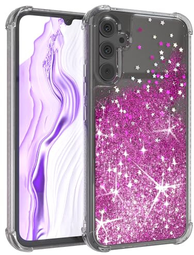 EAZY CASE - Silikon Case - kompatibel mit Samsung Galaxy A34 Bumper Case Durchsichtig Handyhülle,Flüssig-Glitzer Hülle beweglich, Case Aesthetic, Anti-Kratzen, Hülle Liquid Silikon in Sparkle Lila