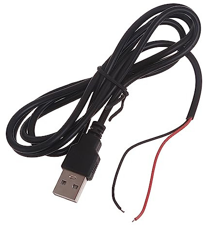 CHAKAE Câble d'extension USB 5V avec Interrupteur, Prise mâle USB 2.0 A et connecteur de câble de Charge d'alimentation à 2 Broches et 2 Fils, DIY pour 5V, 1 pièce