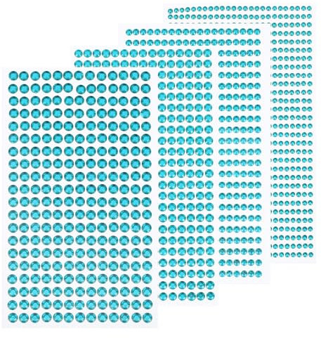 sourcing map 1792 Pcs 4 Sheets Sky Blue Rhinestone Stickers 3/4/5/6 mm Self Adhesive Rhinestones Gems for DIY Decoration Craft Face Eye Nails Hair Make Up