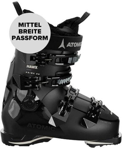 ATOMIC HAWX PRIME 85 W Skischuhe Frauen - Größe 27/27.5 - Alpin-Skischuh in Black/Stone - Boots mit 3D Knöchel & Ferse für präzisen Sitz - mittelbreite Skistiefel für Fortgeschrittene