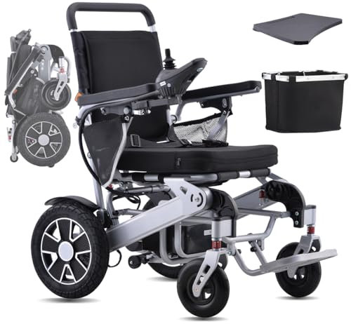 Broobey Tragbare Elektrorollstühle für Erwachsene, Leichte elektrische rollstühle faltbar stützung 150 kg, Elektrische rollstuhl für Senioren, 30+ km lange Reichweite (20 Ah Batterien)