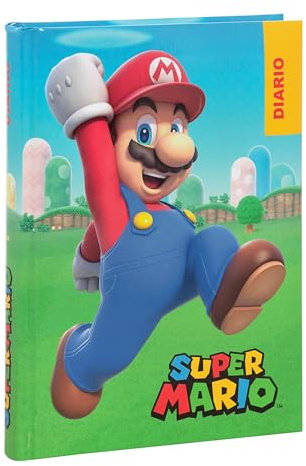 Super Mario Schülerkalender 2024-2025, offizielles Super Mario Tagebuch, 12 Monate, ideal für die Grundschule, mit gepolstertem Einband und 320 farbig bedruckten Innenseiten, 13 x 17,8 cm, Rot