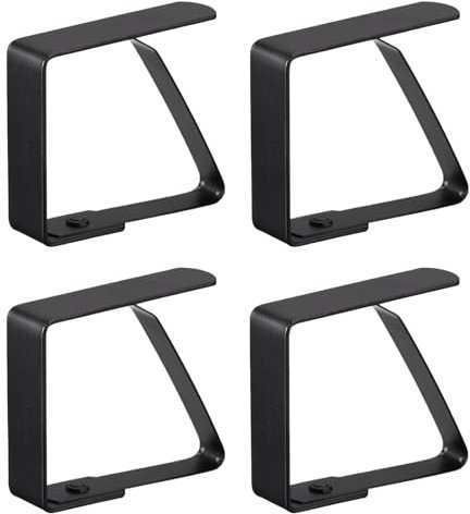 Catelves Lot de 4 grandes pinces à nappe noires - 7 cm - En acier inoxydable - Pour tables épaisses, tables de jardin, pique-niques, mariages, table à manger familiale (8 x 7 cm)