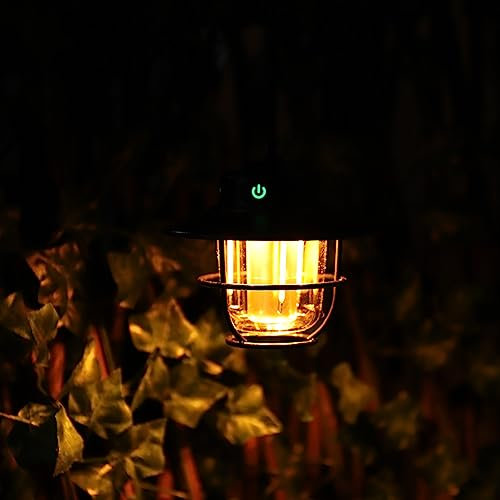 Kexpery Lampe de camping en plein air IPX4 étanche LED portable de type C charge rétro lampe de camping 4 vitesses à suspendre lumière ambiante gradation en continu pour la pêche barbecue (LY12)