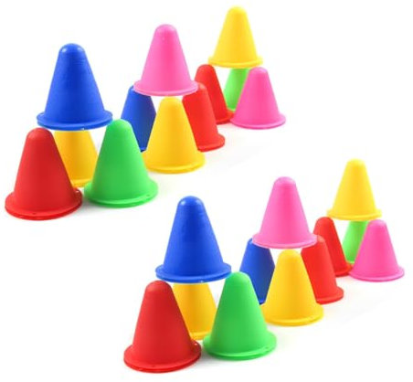 Coni di Slalom,60 PCS Ostacolo Colorato del Mucchio di Pattinaggio A Rotelle Ostacoli Allenamento Bambini Mini Coni Stradali per Gioco Calcio e Pattinaggio a Rotelle
