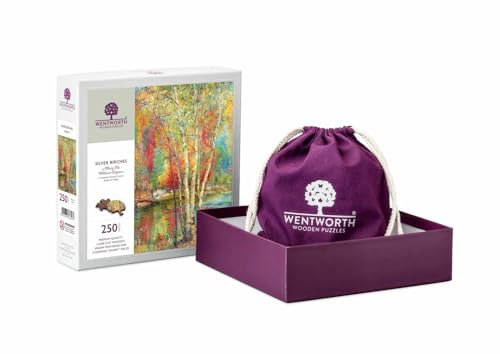 Wooden Jigsaw Puzzle for Adults - 250 Piece Silver Birches - Shaped Puzzle Pieces, Difficult Jigsaws. Gift for Mum & Dad