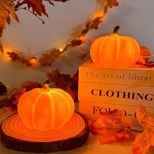 Herbstdeko Kürbis Deko Laterne, Herbst Deko Kürbis Figuren mit LED Licht, Herbst Dekoration Halloween Deko Kürbis Beleuchtet Für Erntedankfest Halloween Weihnachten Tischdeko Innen Party