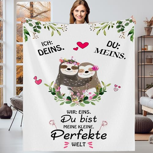 Gebiorty Ich Liebe Dich Geschenke für Frauen Männer, Liebe Decke Geschenk zum Jahrestag für Ihn Sie, Valentinstag Hochzeitstag Weihnachten Geschenke Liebesgeschenke Kuscheldecke 130x150cm