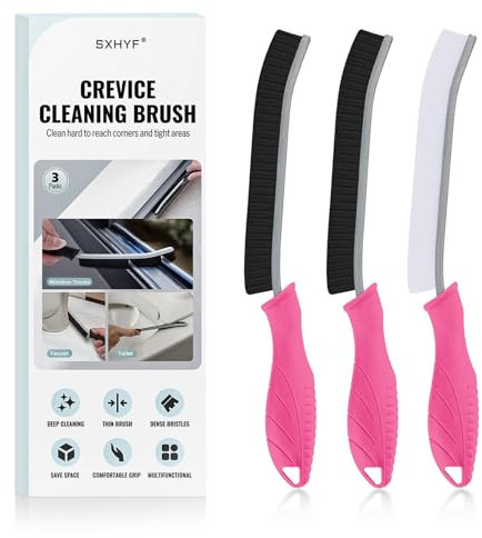 SXhyf Cleaning Brush - Hard Bristle Crevice Cleaning Brush, Multifunctional Gap Cleaning Scrub Brush, Cleaning Tools for Household Use, Home, Kitchen, Bathroom, Window, Vehicle (Rose Handles)