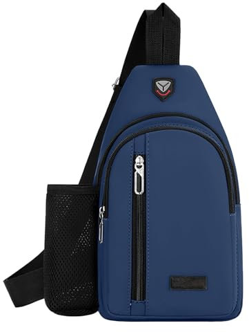 Small Bag With Water Bottle Holder For Woman And Man Canvas Backpack (Blue, One Size)