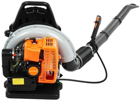 pofluany 63CC 3HP 2 Stroke Backpack Gas Powered Leaf Blower, 665CFM Gas Backpack Garden Snow Blower with Cruise Control Handle, Petrol Backpack Leaf Blower, Single Cylinder Air-cooled Engine Orange 6