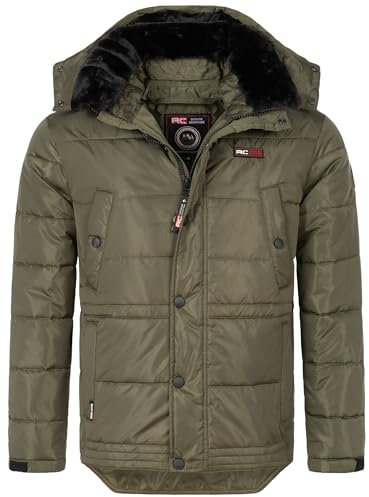 Rock Creek Herren Winterjacke Jacke Steppjacke Wanderjacke Herren Jacken Warm Parka Softshell Jacke Outdoorjacken Kurz-Mantel Kapuze H-393 Dunkelgrün M