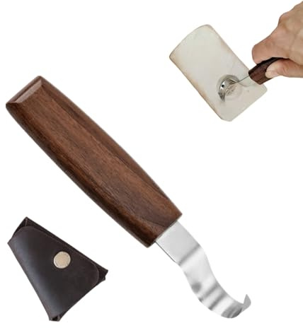 Cbhoktyue Professional Wood Carving Knife Spoon Knife Wood Spoon Carving Tools with Leather Sheath for Beginner and Profi Whittling Knives Tools