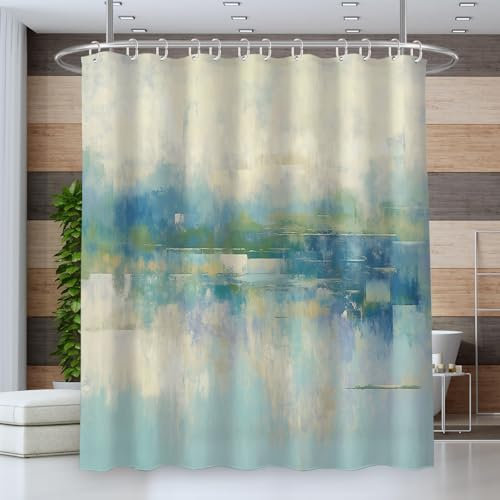 ANALTIRCE Tenda Doccia 200x240cm Astratto Riflesso Del Lago, 3D Tenda per Doccia Architettura Stampa in Poliestere Impermeabile, Lavabile Tende Doccia Tessuto con 12 Ganci