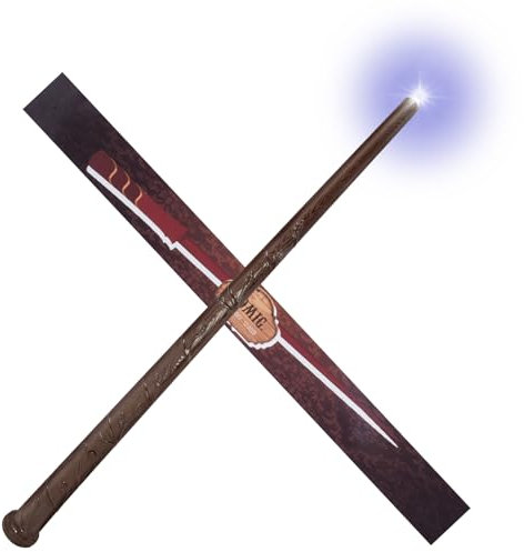 Aomig Baguette Magique de Luxe Son et lumière, Baguette Magique Collector Patronus, Baguette Magique 31 cm, Baguette Magique pour Magicien, sorcière, Magicien, Cadeau pour Enfants, Marron Clair