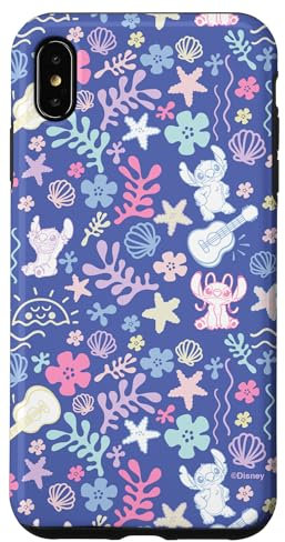 Disney Stitch & Angel Fluffy Summer Ocean Vibes Pattern Case for iPhone XS Max