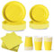 Set Stoviglie Carta Monouso Giallo 112 pezzi, festa di compleanno, kit per 24 ospiti