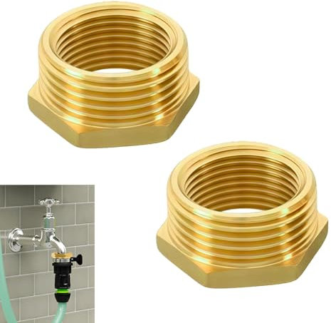 2 Pezzi Riduttore 3/4 a 1/2 pollice (AG Ø 25mm x IG Ø 20mm), Adattatore Filettato ottone Maschio/Femmina BSP, Raccordo Tubi Acqua Potabile Universale Lucidato per Gas, Olio, Carburante e Aria