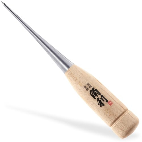 KAKURI Mini Scratch Awl Tool 4 - Tapered Awl for Woodworking, Marking, Scribing, Hole Punching, Sewing, Leather Working, Crafts - Sharp Japanese Stainless Steel Blade - Made in Japan
