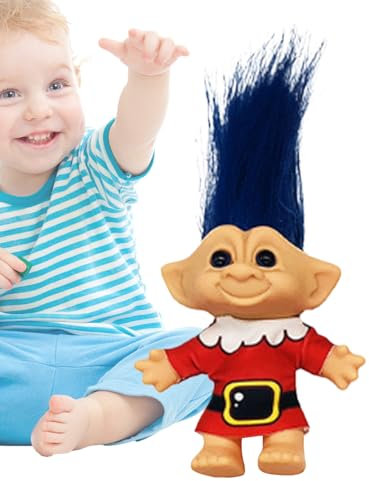 Generisch Kleine Trollpuppen - Retro Weihnachts Trollpuppen Mit Glückssymbol,Deko Schreibtischfigur, Festtagsdekoration, Sammelbare Retro Regalfiguren Für Kinder Sammler Kids Erwachsene
