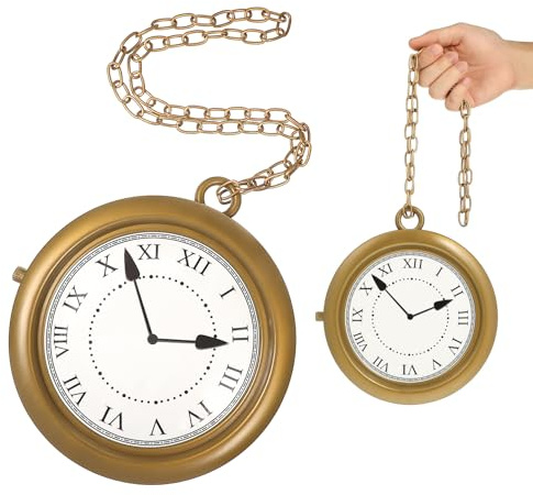 FRCOLOR Goldene Cosplay Uhr Halskette aus Hochwertigem Leichte Party und Halloween Dekoration Modisches Erwachsenenkostüm Accessoire Langlebig und Angenehm zu Tragen