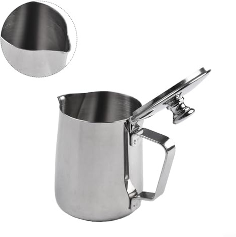 Jarra de espuma de leche de acero inoxidable con tapa para espresso y latte, opciones de capacidad de 350 ml a 2000 ml para el hogar para hacer café barista (350 ml)