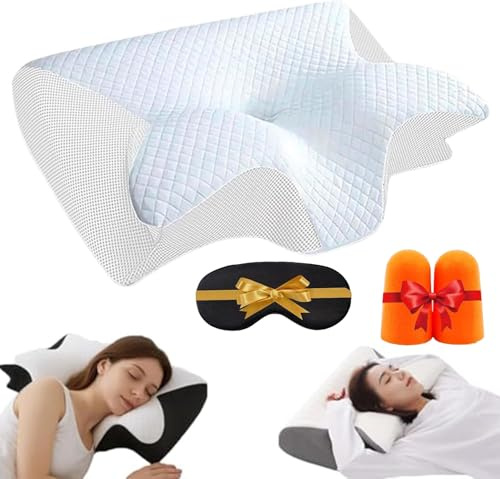 Generisch Dreamsleepz Kissen, Dream Sleepz Ergonomisches Nackenkissen Original, Kühler Und Atmungsaktiver, Konturierter Unterstützung Für Seiten, Rücken Und Bauchschläfer (Weiß)