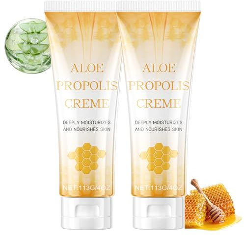 Aloe Propolis Creme, Propolis Salbe für Trockene und Gereizte Haut, 2PCS | Propolis Gesichtscreme Frauen und Männer, Glow Creme für strahlende Haut, Tiefenhydration für Gesicht und Körper