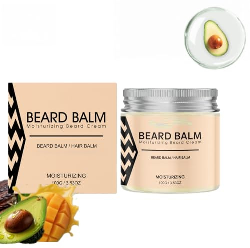 Bartbalsam für Männer, Bart Glätter & Feuchtigkeitscreme für Männer, Lassen Sie in Barten Conditioner für Mann, Bart Weichmacher Butter, Hydratisierende & Weichmachende Creme (1)